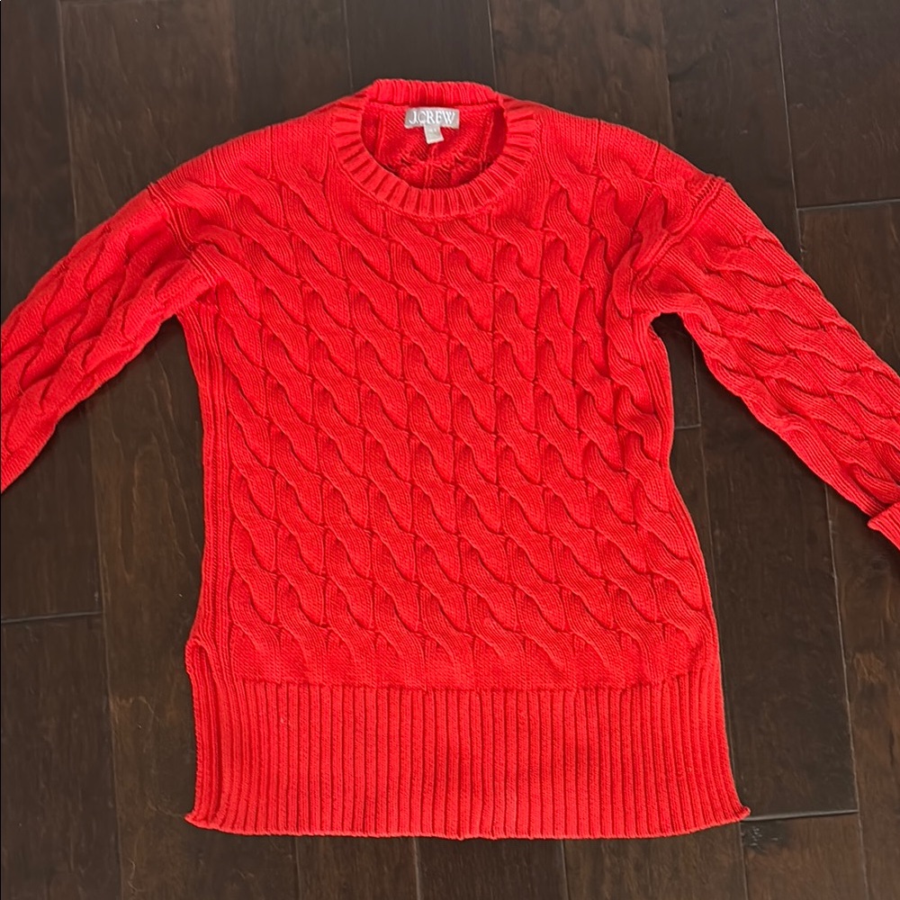 J.Crew Bright Red Cable Knit Sweater